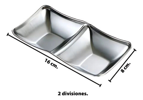 Plato Bandeja Para Condimentos Bowl Doble Acero Inoxidable Plateado