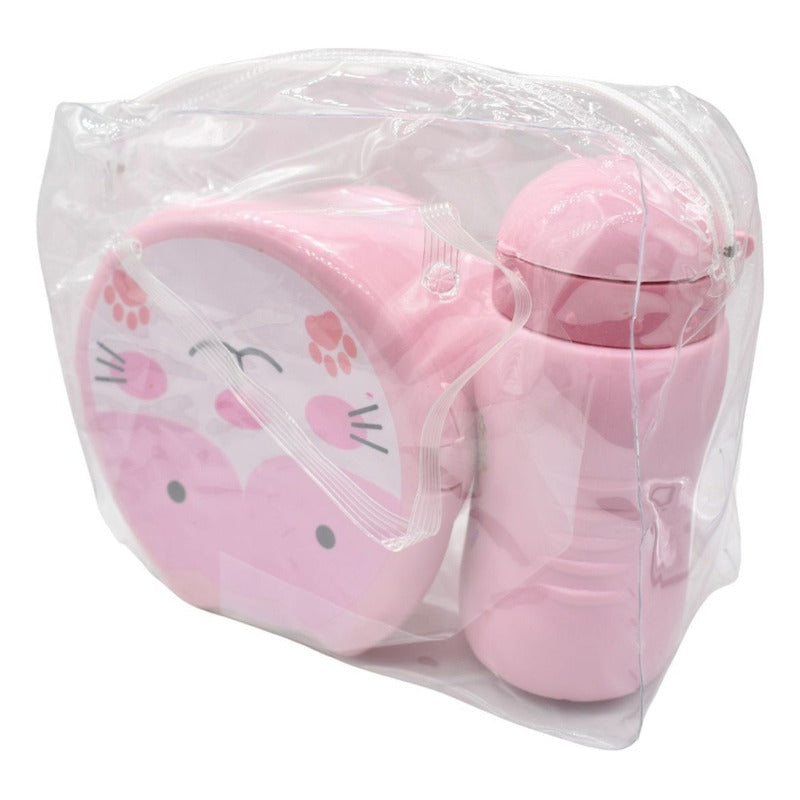Lonchera Vianda Con Vaso Y Cubiertos De Plastico Para Niños