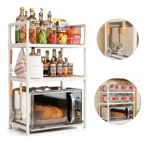 Organizador Rack Cocina Sobre Mesada Estante Microondas Blanco