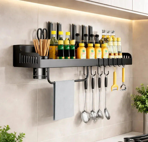 Organizador De Cocina De Pared En Acero Para Especias Y Utensilios, De Alni Gris