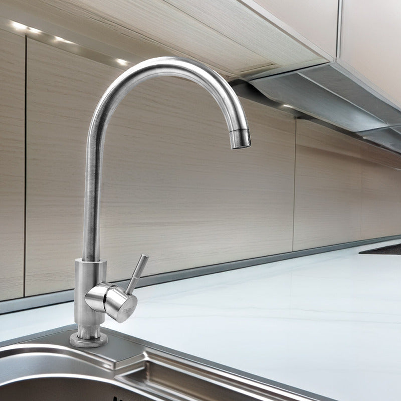 Grifo Alto Mesada Canilla Para Cocina Metalica + Colillas