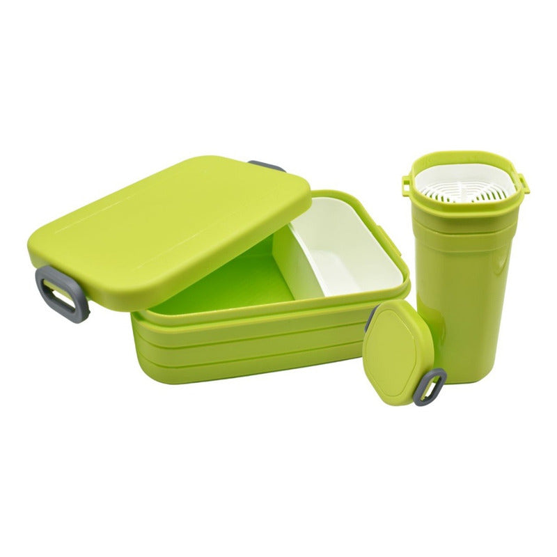 Lonchera Vianda Con Vaso De Plastico Varios Colores