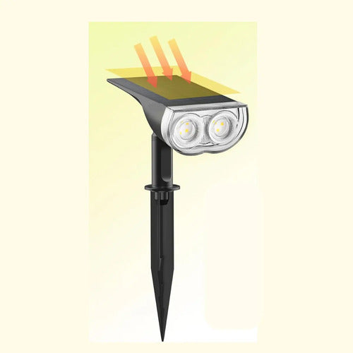 Lampara Solar Exterior Foco Farol Aplique Led Estaca Jardin Negro