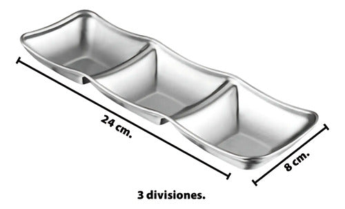 Plato Bandeja Para Condimentos Bowl Triple Acero Inoxidable Plateado