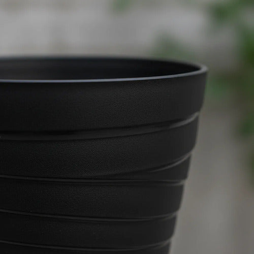Maceta Plastica Relieve Decorativa Interior Exterior Jardin Negro