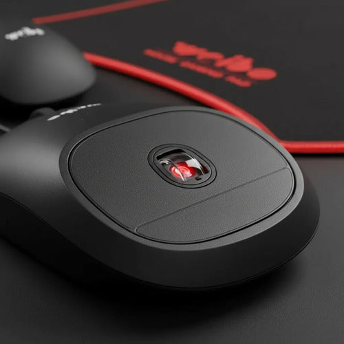 Combo Kit Oficina Teclado Mouse Auricular Mousepad Cableado Negro