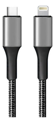 Cable Usb Tipo C A Ios Reforzado Carga Y Datos 1 Metro Nylon Gris