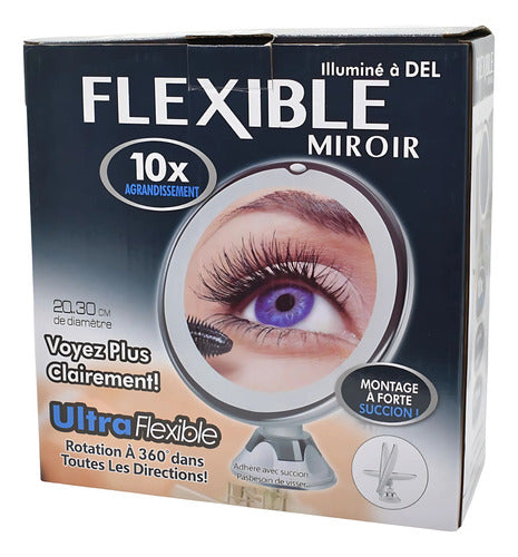 Espejo Maquillaje Luz Led Redondo Con Aumento Ventosa Blanco