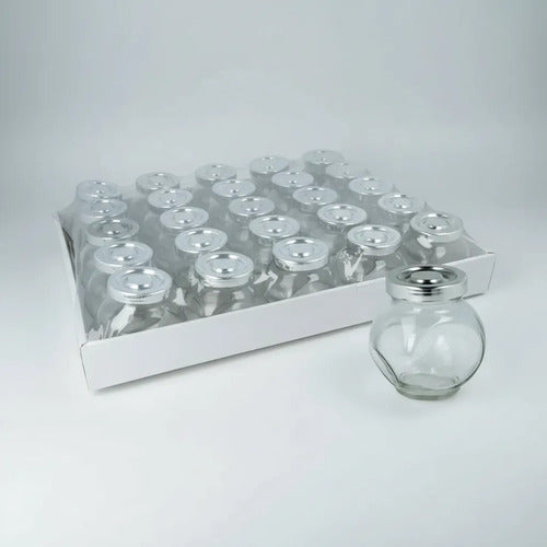 Frascos Vidrio Tapa Set Pack X25 Cocina Souvenirs Metalica Plateado