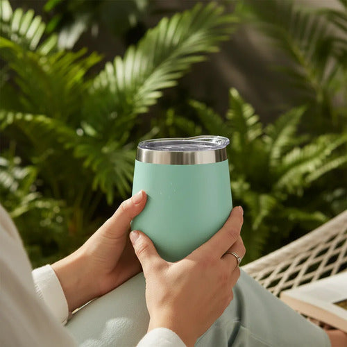 Mate Termico Acero Inoxidable Tapa Bebidas Infusiones 230ml Verde Agua Liso