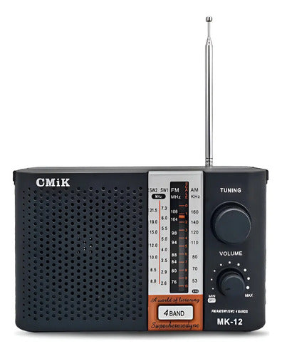 Radio Portatil Electrica Y A Pila Fm Am Multibanda Negro