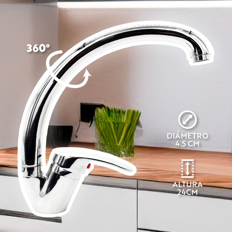 Monocomando Mesada Canilla Grifo Cocina Metal + Colillas