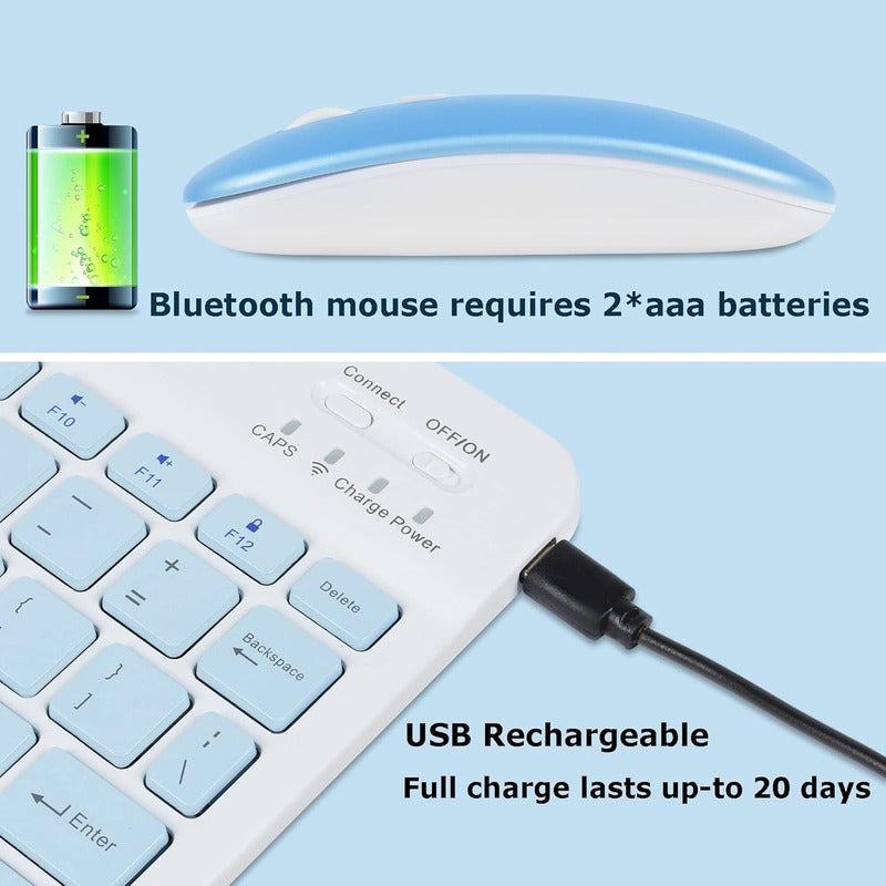 Teclado Y Mouse Inalambrico Bluetooth Recargable Combo