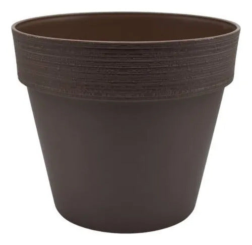 Maceta Plastica Redonda Decorativa 35x30cm Jardin Exterior Marrón