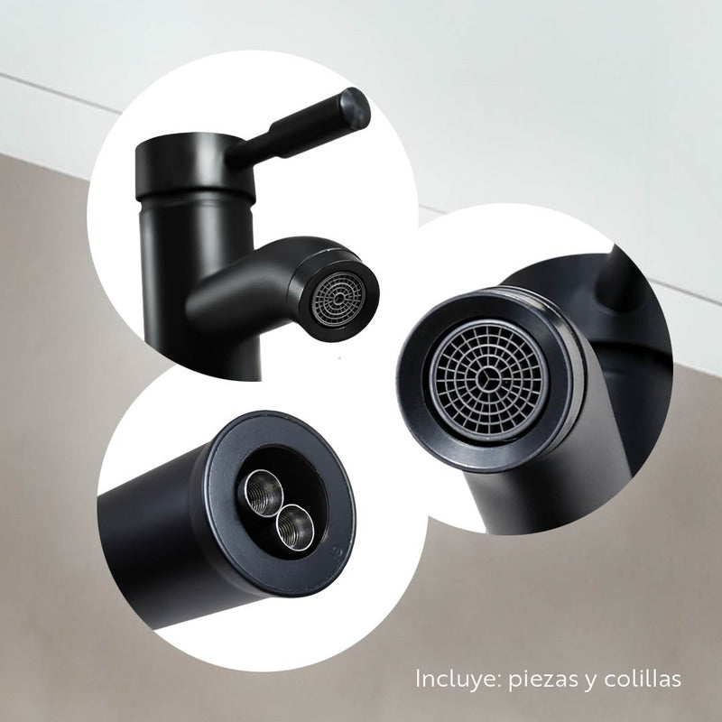 Canilla Negra Para Lavatorio Baño Monocomando Mezcladora