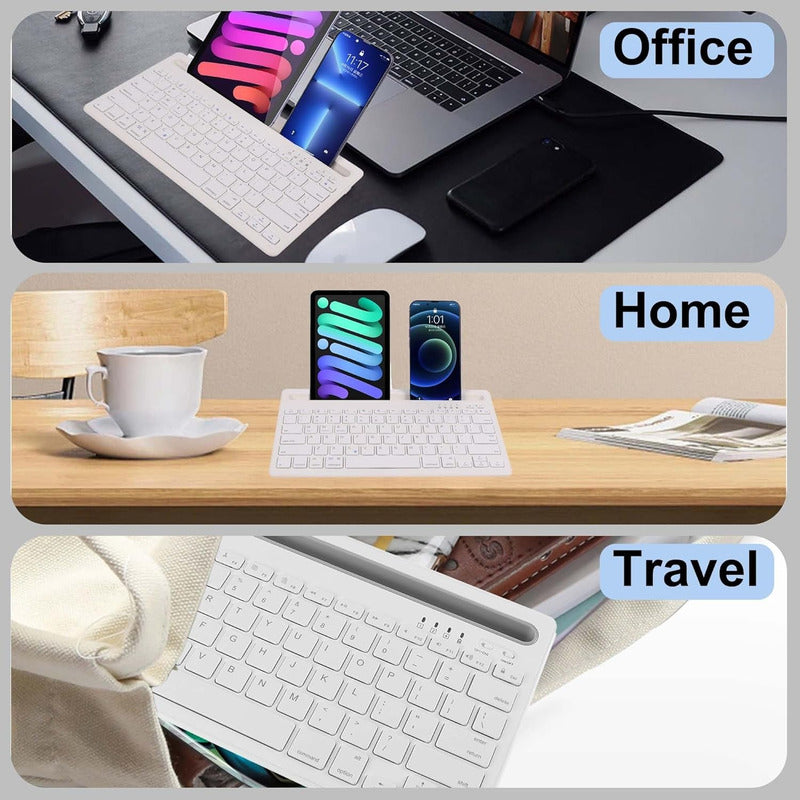 Teclado Bluetooth Portatil Inalambrico Soporte Tablet Celu