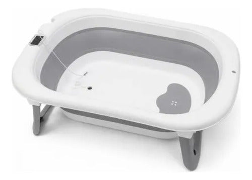 Bañera Infantil Plegable Termómetro Digital Plástico 75x47cm Gris