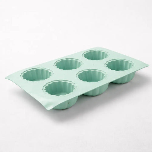 Molde Silicona 6 Formas Horno 29x17cm Repostería Horno Verde