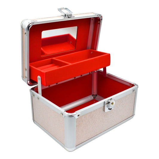 Maletin Organizador Porta Cosmeticos Con Espejo 19.5x14x12cm