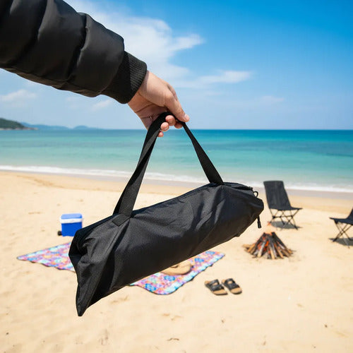 Silla Plegable Playa Camping Respaldo Bolso Portatil 100cm Negro
