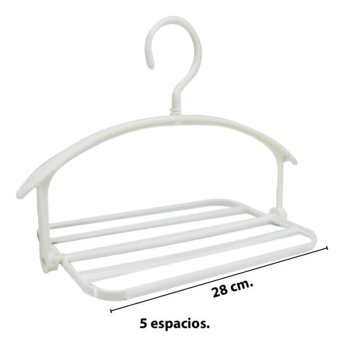 Percha De Plastico Organizadora Plegable 5 Espacios Blanca