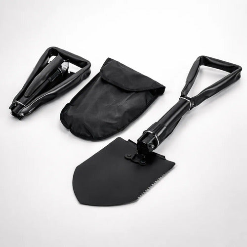Pala Portátil Plegable Con Funda Acero 47cm Camping Jardín Negro