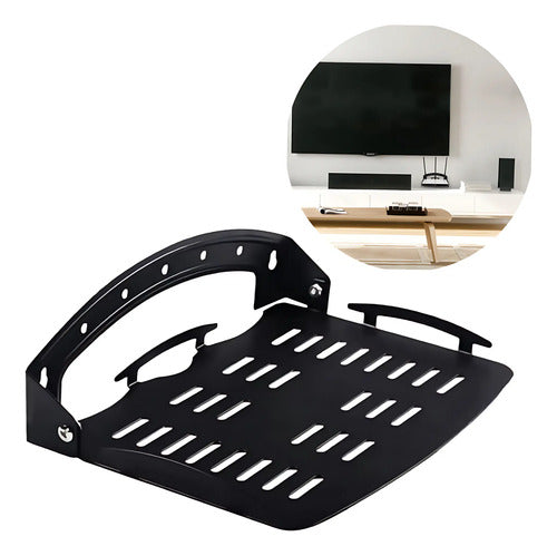 Soporte Repisa Estante Para Canalera Tv Box De Pared Negro