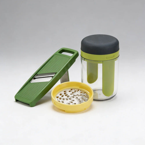 Cortador Picador Rallador Espiral 3 Cuchillas Intercambiable Verde Con Amarillo