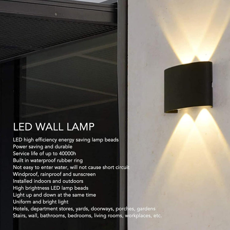 Aplique Pared Bidireccional Foco Exterior Lampara 2 Luces