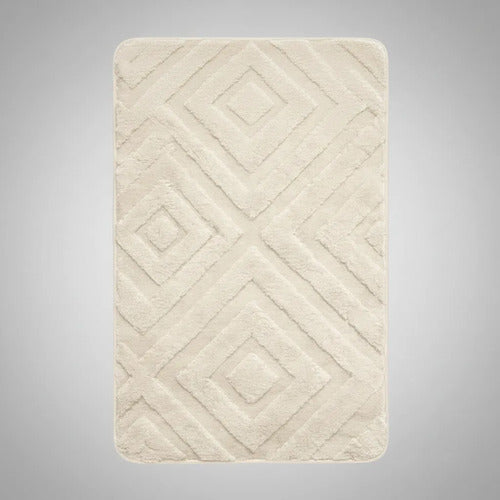 Alfombra Baño Absorbente Antideslizante Poliéster 50x80cm Crema