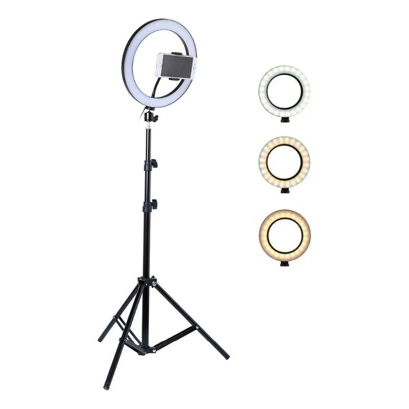 Anillo Aro Luz Led Con Tripode Flexible 2m Soporte 3 Niveles