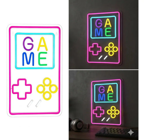 Letrero Neon Consola Retro Gamer Habitacion Decoracion Usb Multicolor