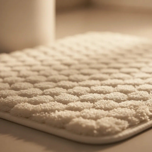 Alfombra Tapete Suave Felpa Antideslizante Baño Rectangular Crema