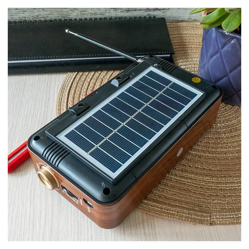 Radio Recargable Panel Solar Retro Am/fm Portatil Bluetooth