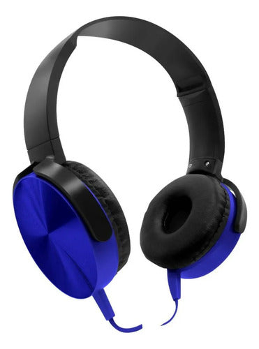Auriculares Cable 3.5 Mic Manos Libres Vincha Ajustable Azul