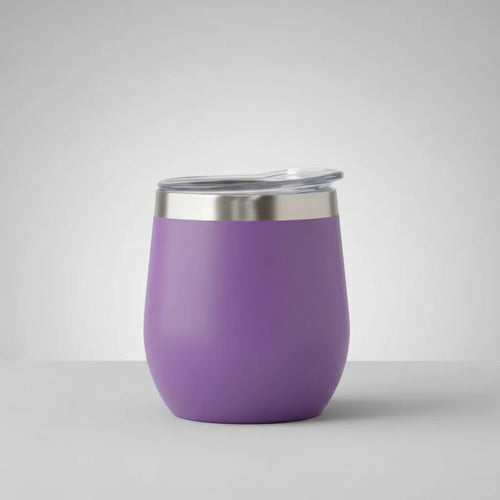 Mate Termico Acero Inoxidable Tapa Bebidas Infusiones 230ml Violeta Liso