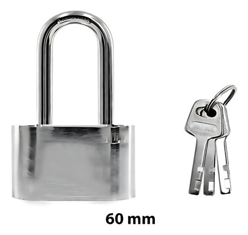 Candado Largo 60mm De Metal Con 3 Llaves Varios