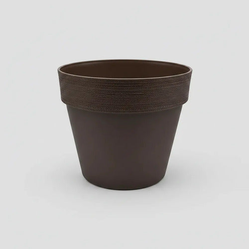 Maceta Jardín Plástica Redonda Liviana 30x26cm Planta Flores Marrón