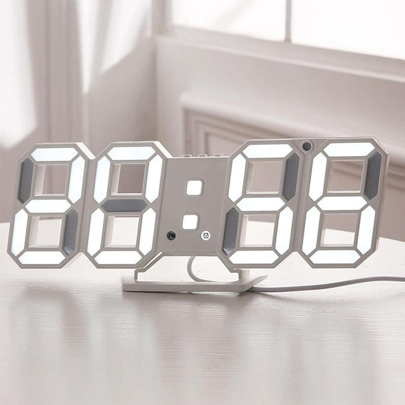 Reloj Despertador Con Luces Led Blanco