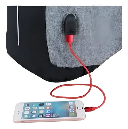 Mochila Anti-robo Para Laptop Con Puerto Usb Impermeable Color Gris