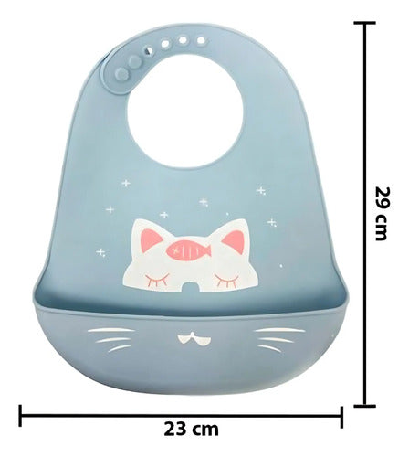Babero Para Bebe De Silicona Recolector Con Bolsillo Animales Varios Unico
