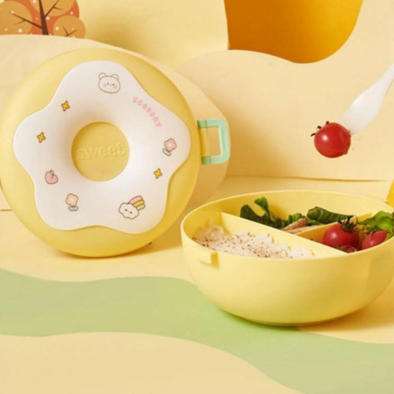 Lonchera Vianda De Plastico Con Cubiertos Infantil 18x8.5cm