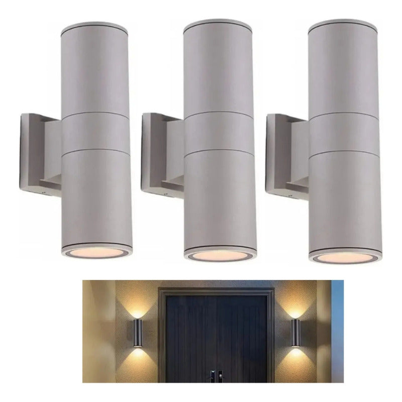 Set X3 Foco Pared Aplique Exterior Lampara Bidireccional
