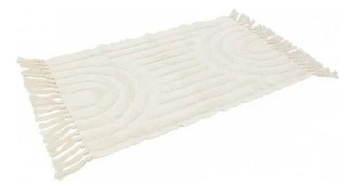 Alfombra Bohemia Algodón Decorativa 60x90 Geométrica Boho 90 Cm 60 Cm Crema