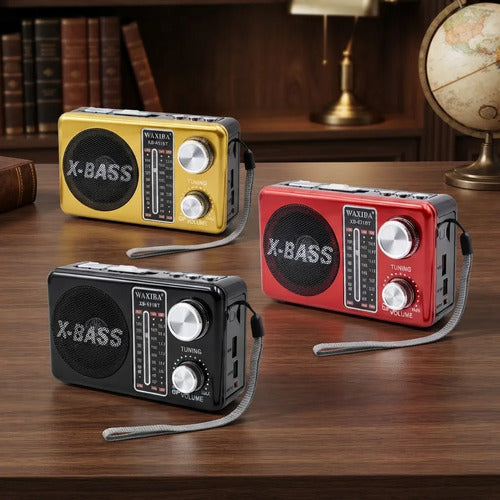 Radio Portátil 3 Bandas Am Fm Sw Bluetooth Linterna 3 Bandas Rojo
