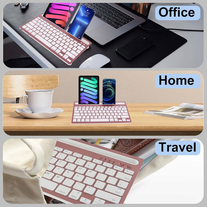 Teclado Bluetooth Portatil Inalambrico Soporte Tablet Celu