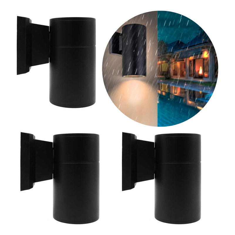 Set X3 Foco Pared Aplique Exterior Lampara Unidireccional