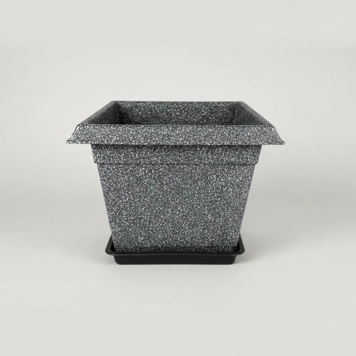 Maceta Decorativa Plástica Plato Cuadrada 23x17cm Liviano Gris