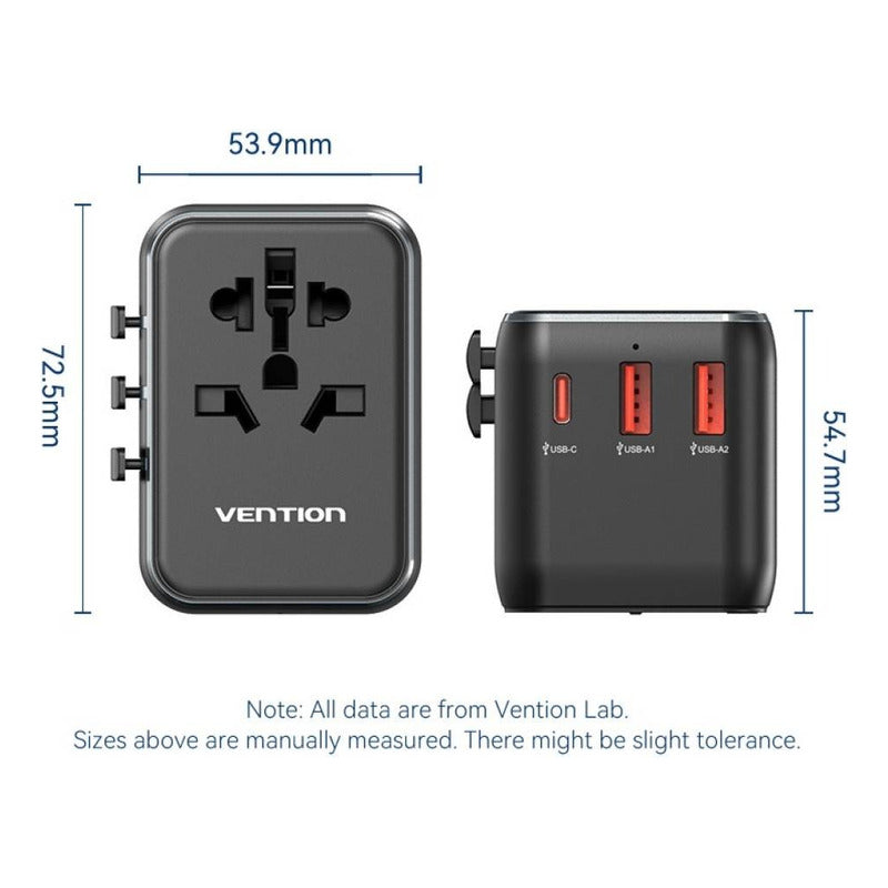 Cargador De Viaje Universal Usb Tipo C + Usb Negro
