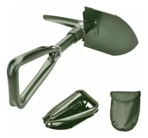 Pala Camping Jardin Con Pico Plegable Con Estuche Verde